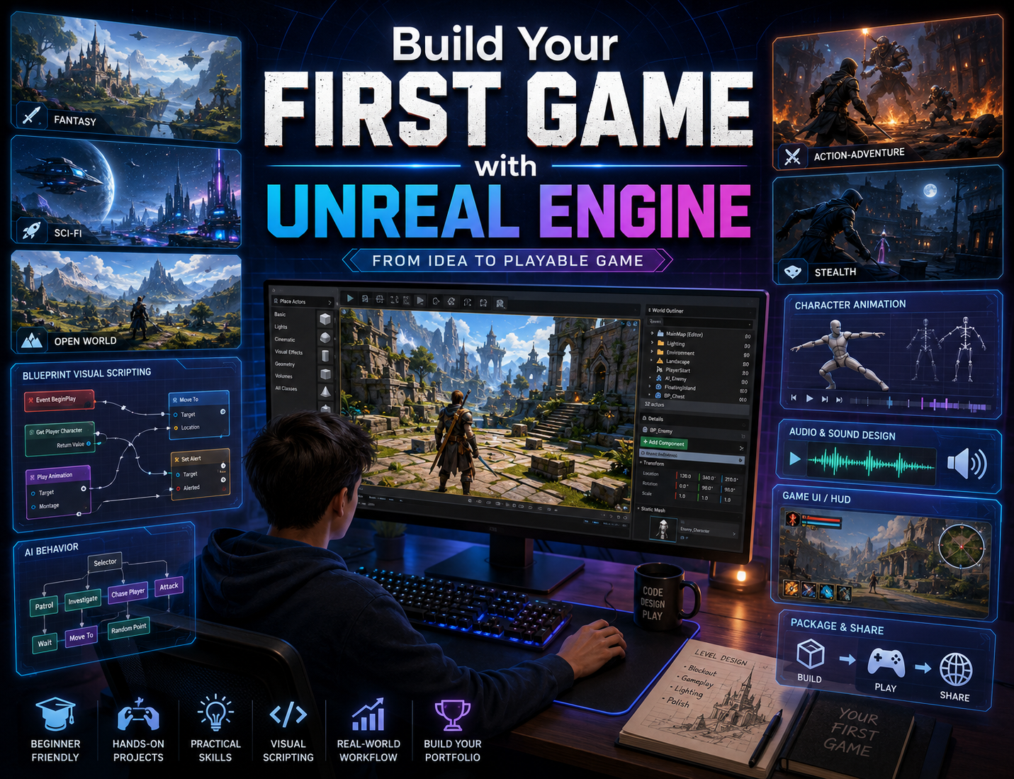صمم لعبتك الاولى Unreal Engine